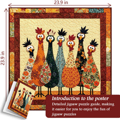 Fabric Chickens Jigsaw Puzzle 1000 Pieces