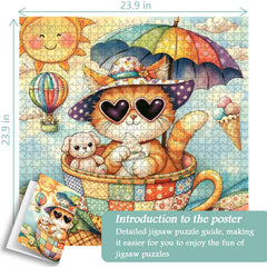Cute Cat in Teacup Jigsaw Puzzle 1000 Pieces