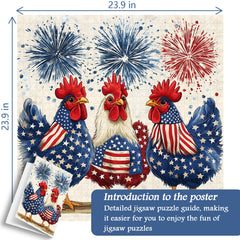 Patriotic Roosters Jigsaw Puzzle 1000 Pieces