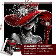 Lady in Red Diamonds Jigsaw Puzzle 1000 Pieces