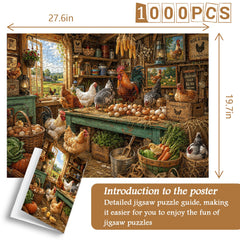 Country Rooster Crow Hut Jigsaw Puzzle 1000 Pieces