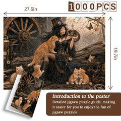 The Steampunk Cat Muse Jigsaw Puzzle 1000 Piece