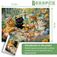 Cat Garden Tea Party Jigsaw Puzzle 1000 Pieces