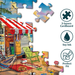 Camping-Puzzle am Meer, 1000 Teile