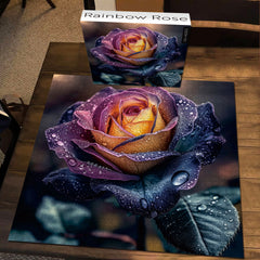 Puzzle en forme de rose arc-en-ciel 1000 pièces