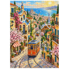 Barcelona Spring Tram Jigsaw Puzzle 1000 Pieces