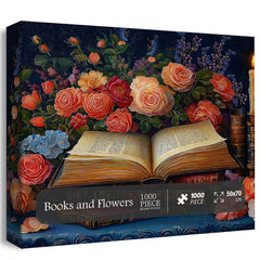 Puzzle de 1000 pièces Livres et Fleurs