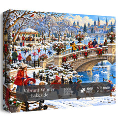 Vibrant Winter Lakeside Jigsaw Puzzle 1000 Pieces