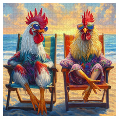 Beach Roosters Jigsaw Puzzle 1000 Pieces