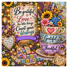 Grateful Floral Cup Jigsaw Puzzle 1000 Pieces
