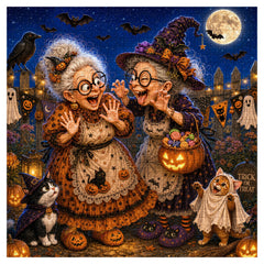 Mischievous Grandma's Halloween Jigsaw Puzzle 1000 Pieces