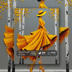 Elegant Lady in Gold Jigsaw Puzzle 1000 Pieces