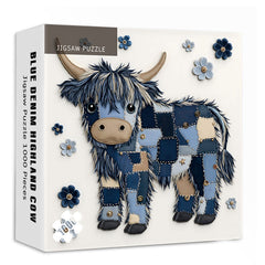 Blue Denim Highland Cow Jigsaw Puzzle 1000 Pieces