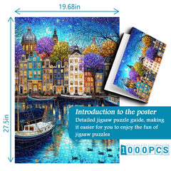 Canal Starry Night Jigsaw Puzzle 1000 Pieces