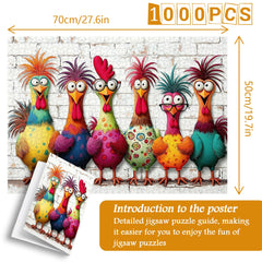 Crazy Colorful Chickens Jigsaw Puzzle 1000 Pieces