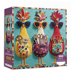 Cool Quilted Hens Jigsaw Puzzle 1000 Pieces