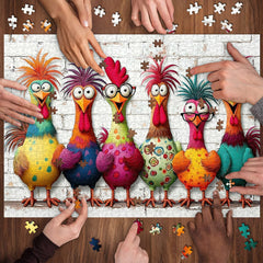 Crazy Colorful Chickens Jigsaw Puzzle 1000 Pieces