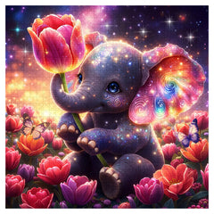 Puzzle Éléphant Tulipe Étoilée 1000 Pièces