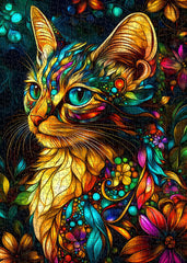 Casse-tête chat floral mystique 1000 pièces