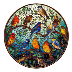 Puzzle en bois de vitrail d'oiseaux - 1000 pièces