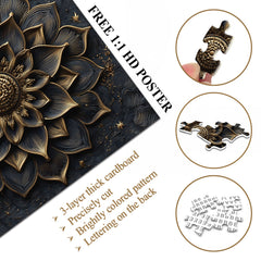 Black Gold Flower Jigsaw Puzzle 1000 Pieces