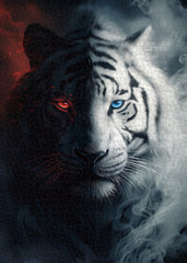 Puzzle en forme d'écorce de tigre cramoisi et azur - 1000 pièces