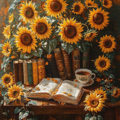 Puzzle de 1000 pièces Lecture au milieu des tournesols