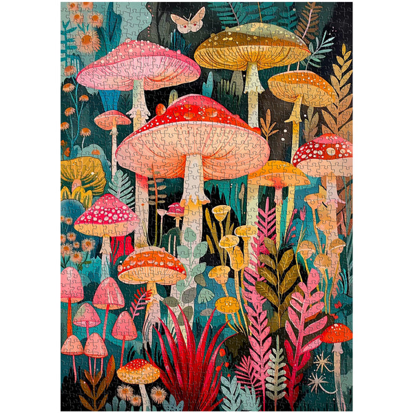 Funjigsawpuzzle Pilzpuzzle 1000 Teile – Mysteriöses Pilzdorf, 50x70 Cm, Mit Poster & Rückseiten-Buchstaben, Für Erwachsene