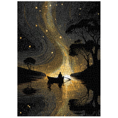 Puzzle de 1000 pièces « Nuit au bord de l'eau étoilée »