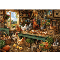 Country Rooster Crow Hut Jigsaw Puzzle 1000 Pieces