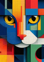 Puzzle géométrique de chat en art, 1000 pièces