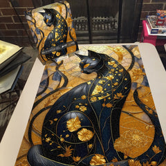 Puzzle en bois 1000 pièces Chat Or Noir