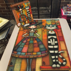 Puzzle en forme de Patchwork Girl et chat rayé - 1000 pièces