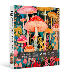 Puzzle en bois de champignons colorés 1000 pièces