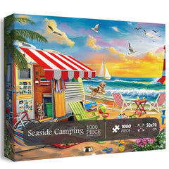 Puzzle de camping au bord de la mer 1000 pièces