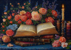 Puzzle de 1000 pièces Livres et Fleurs