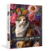 Puzzle en bois de 1000 pièces : Chats et Fleurs