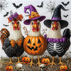 Puzzle de 1000 pièces : Poules farceuses d'Halloween