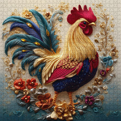 Embroidered Rooster Jigsaw Puzzle 1000 Pieces