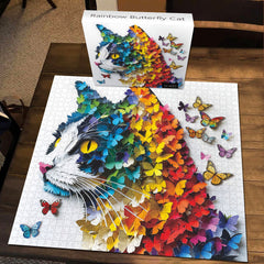 Puzzle de chat papillon arc-en-ciel 1000 pièces