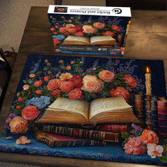 Puzzle de 1000 pièces Livres et Fleurs