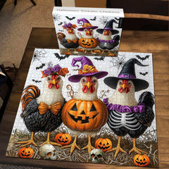 Puzzle de 1000 pièces : Poules farceuses d'Halloween
