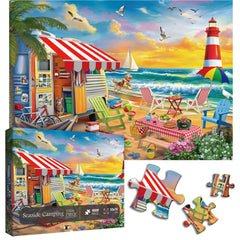 Camping-Puzzle am Meer, 1000 Teile