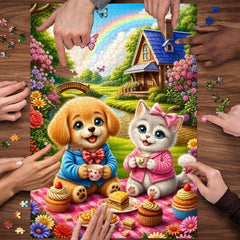 Cute Pet Picnic Jigsaw Puzzle 1000 Piece