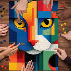 Geometric Cat Art Jigsaw Puzzle 1000 Pieces
