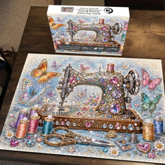 Jewel-Encrusted Sewing Reverie Jigsaw Puzzle 1000 Piece