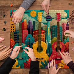 Guitar & City Jigsaw Puzzle 1000 Pieces