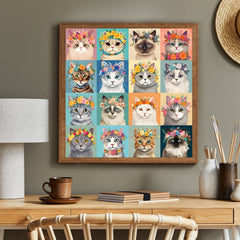 Puzzle de 1000 pièces de couronnes de fleurs de chat colorées