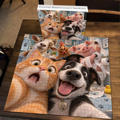 Funny Bathroom Selfies Jigsaw Puzzle 1000 Pieces
