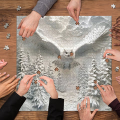 Owl In Snow Jigsaw Puzzle 1000 Pieces